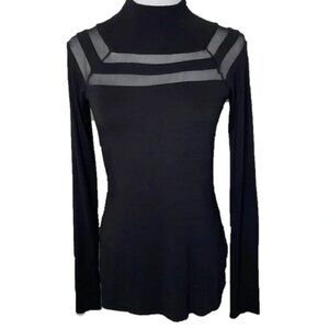 Bailey 44 Black Mesh Long Sleeve Top size XS